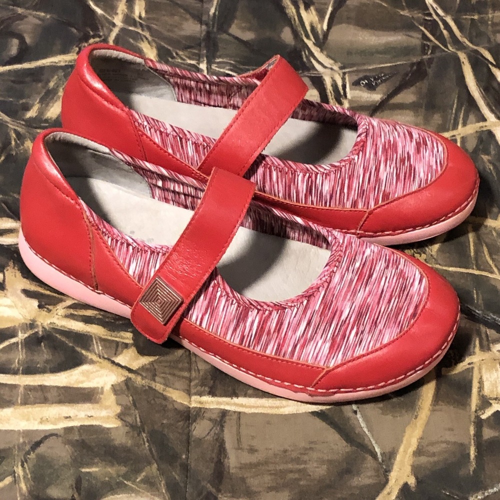 Alegria Gem 623 Red Pink Marled Leather Mary Jane Comfort Shoes Womens 39 - Picture 2 of 8
